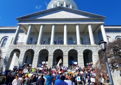 Large crowd protests outside Maine State House